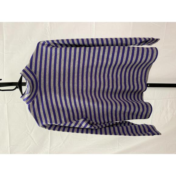 Women's Striped Turtleneck Sweater Purple Gray Gold 90s Vintage - Picture 4 of 4